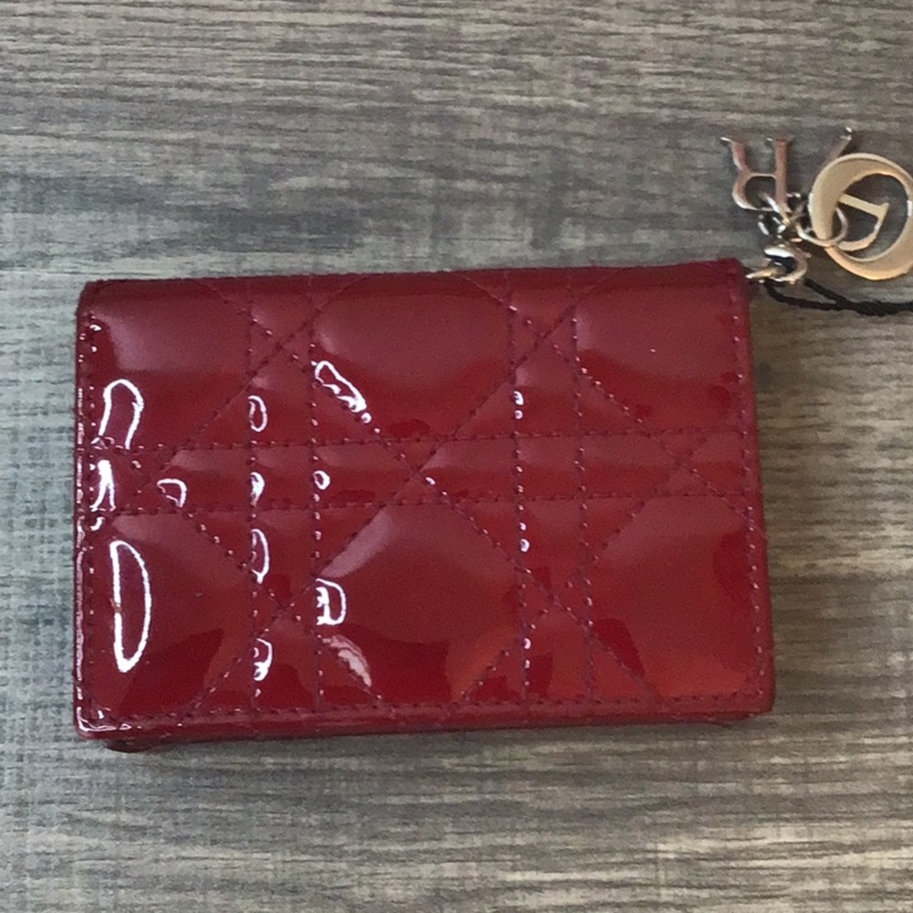 Dior Burgundy Red Card Holder with Box - Picture 3 of 16
